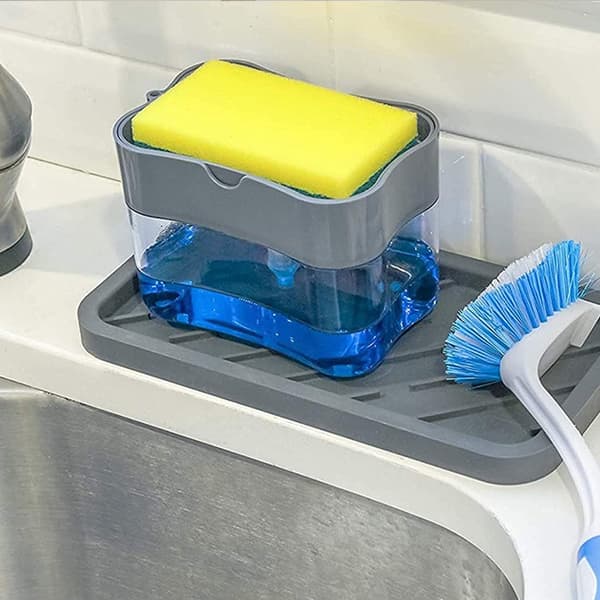 Opvaskemiddeldispenser og svampeholder grå gray