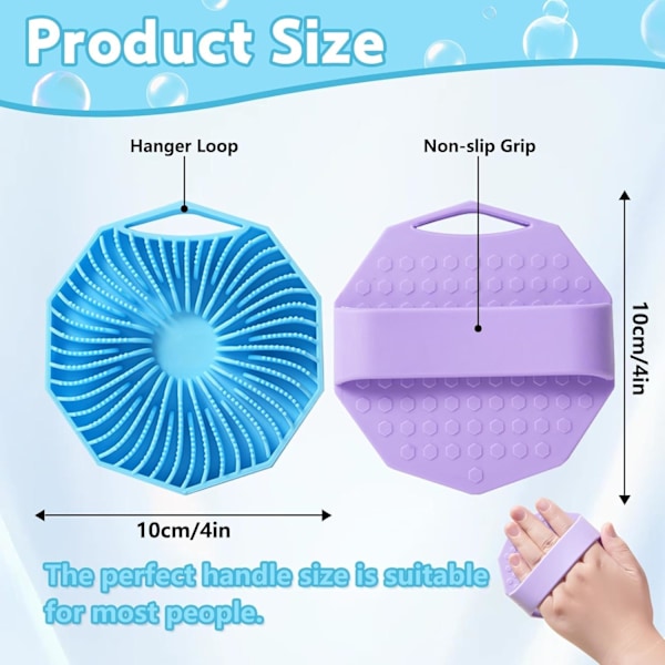 2-pack Silikon Duschskrubb för Män Kvinnor - Kroppsryggskrubbset, Antimikrobiella Exfolierande Handhållna Borstar