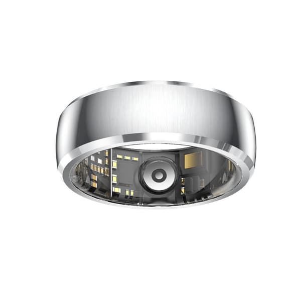 Smart ring med berøringsskjerm og bevegelseskontroll for hverdagsbruk - rustfritt stål, hjertefrekvens og SpO2, kompatibel med Android og iOS Sølv 8 Sølv Silver