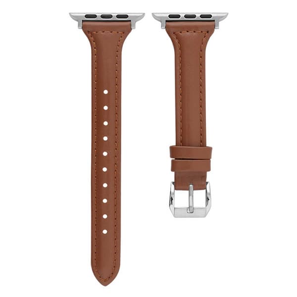 Læderrem Apple Watch 38/40/41 1/2/3/4/5/6/7/8/SE Slim Brun brun brown