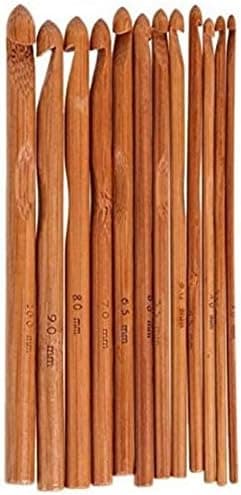 12 st Bambu Virknålar Set, 3mm till 10mm Diameter, Stickor Stickningsset, DIY Trä Stickningsnålar Kit