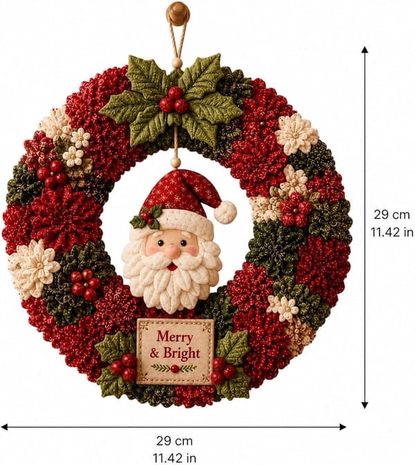 Jule 3D stof-poke-krans DIY-sæt patchwork-pynt sytilbehørssæt julemandskrans