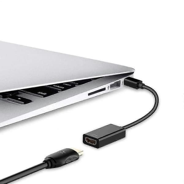 4k Mini Dp til HDMI Display Port Adapterkabel til Bærbar Computer HD TV Fg BLACK