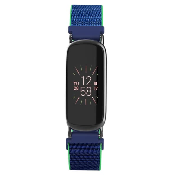 Nylon Loop Armbånd Kompatibel med Fitbit Luxe - Justerbart Sportsarmbånd Grønn+Blå Green+Blue