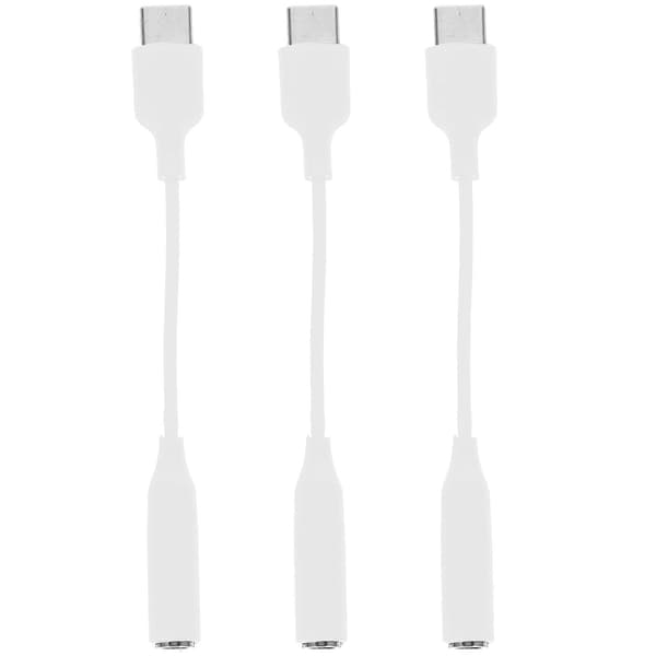 3 stk. USB C til 3,5 mm lydadaptere 3,5 mm hodetelefonkontaktadaptere lydadaptere White