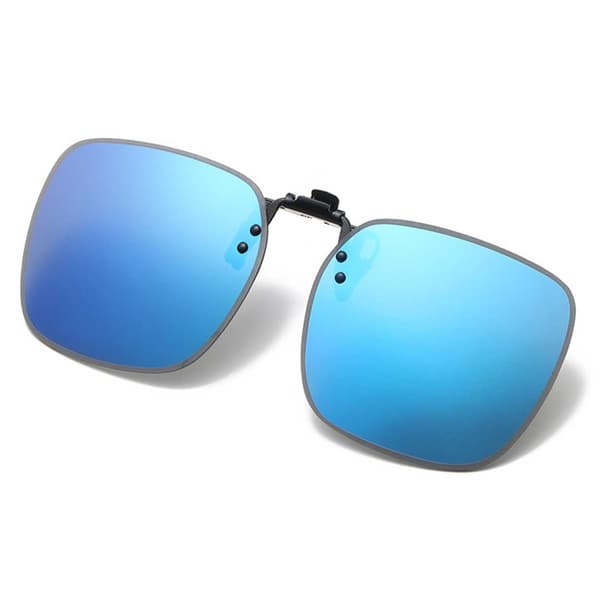 Store opklappelige clip-on solbriller blå blå blue
