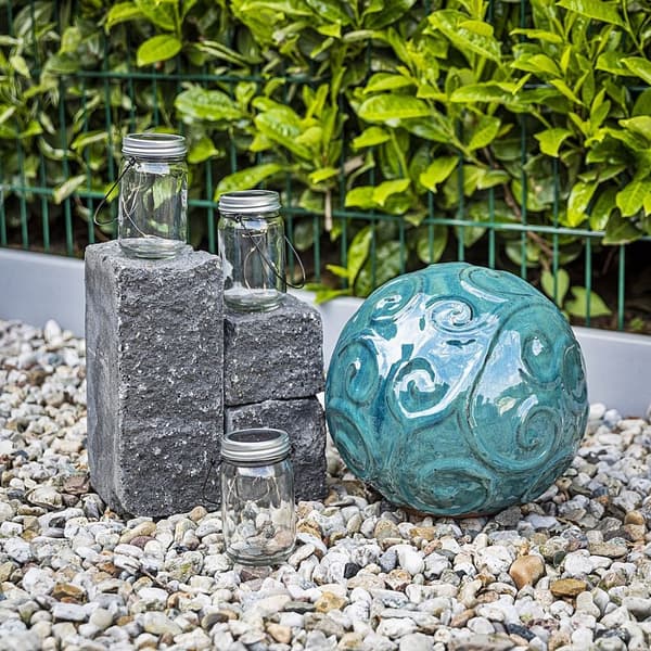 3 solcellelamper i glas med 8 LED'er, solcellelampe til terrasse
