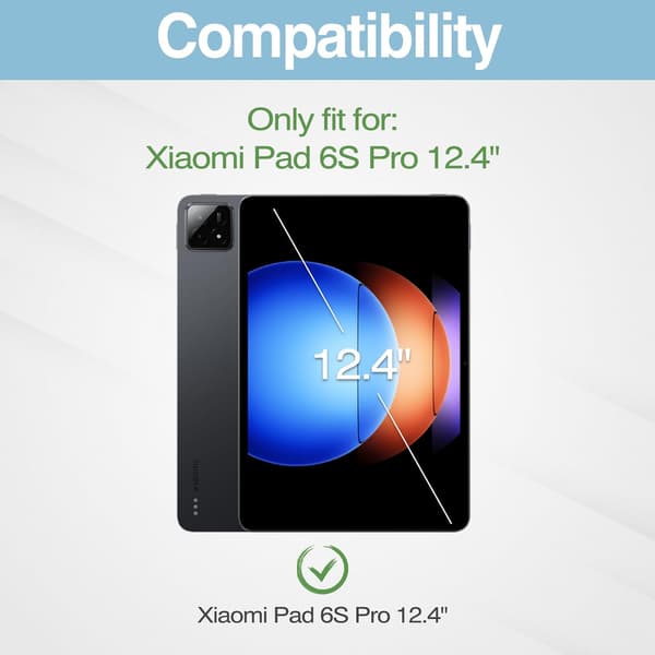 Xiaomi Pad 6S Pro 12.4\", Slankt Cover Stativ Hårdt Shell Case – Sort