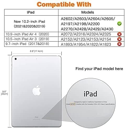 Skyddsfodral Kompatibelt med iPad 9:e/8:e/7:e generationen (2021/2020/2019), med matt bakre stativ för iPad 10,2\", rymdgrå