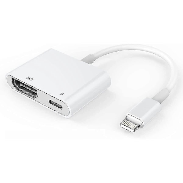 Kompatibel HDMI-adapter, HDMI-adapter för iPhone 1080p Lightning Digital AV-adapter, HDMI Synkroniseringsskärm HDMI-kontakt för iPhone & Ipa WG