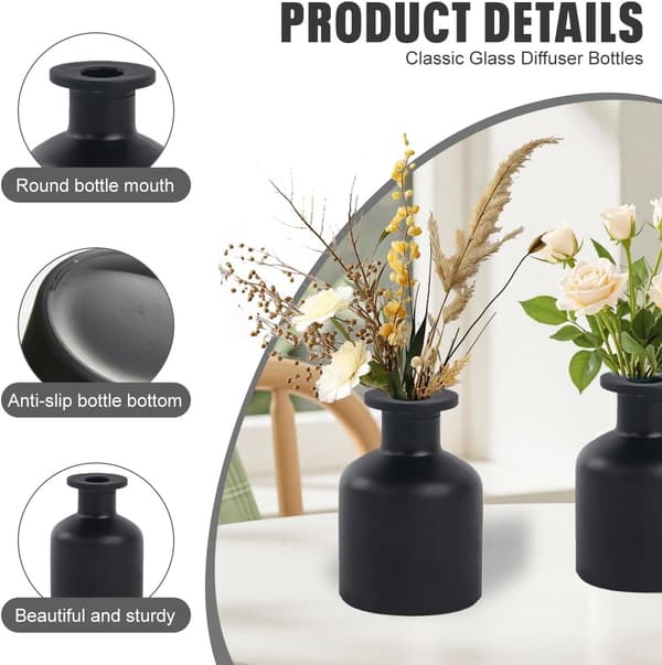 150 ml sort glasdiffuserflaske, aromadiffuser, DIY-erstatningssæt til duftpinde, æteriske olier håndværksindretning