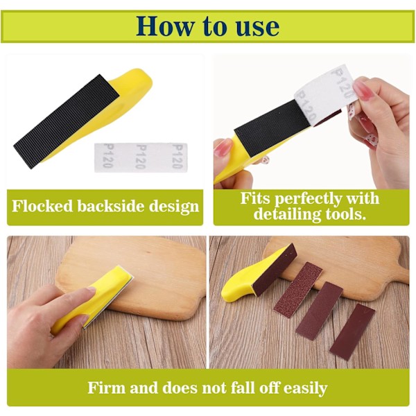 Mikroslippaket med 100 st Sandpapper, 80 till 400 Korn Sandpappersark Våttorrt Detaljsandpapper, Fingerslipmaskin för Hantverk Möbelpolering