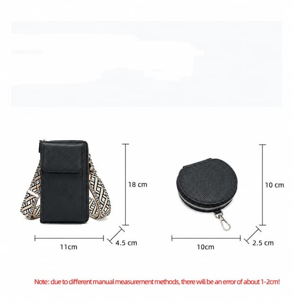 Dame Skuldertaske Crossbody Mobiltelefontaske Sort Sort