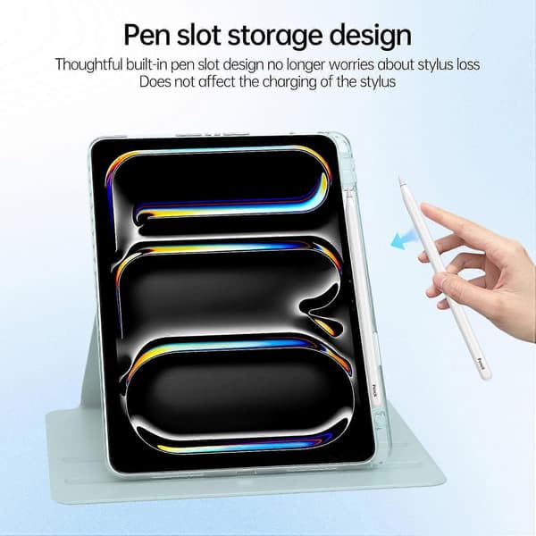 Etui til iPad Pro 13 (2024) PU Læder+Akryl+TPU Roterende Klar Tablet Cover Auto Væk/Sov