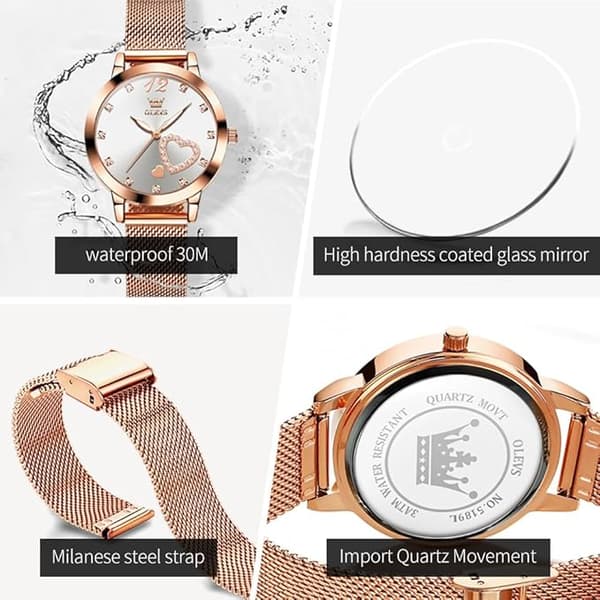 OLEVS Dame Ultratynne Klokker White Dial/Rose Gold