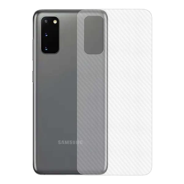 3-pack Galaxy S20 Plus kolfiber-skin dekal skyddsfilm baksida transparent