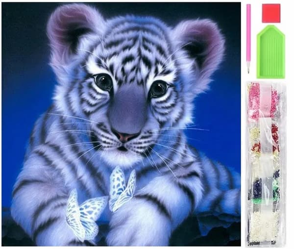 Diamantmaling 5D 30x30 cm - Tiger - Komplett Diamantmalingssett