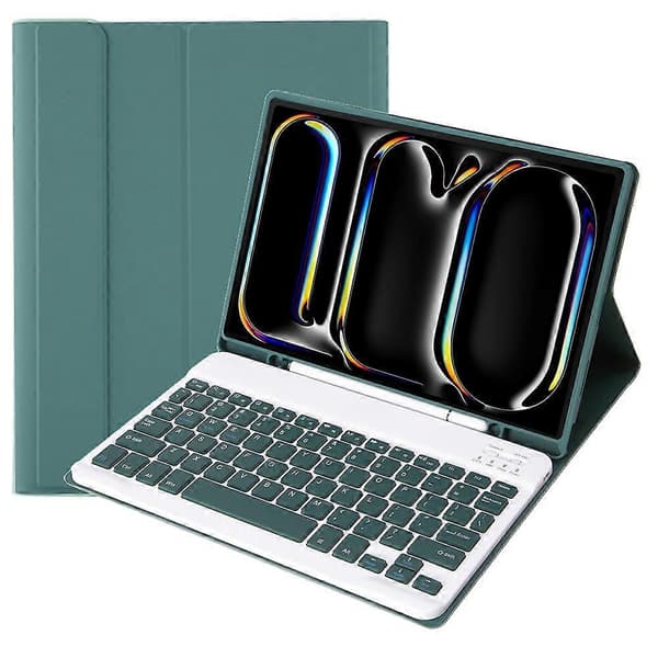 A13B iPad Pro 11 (2024) -mallille Nahka+TPU-tablettikotelo Bluetooth-näppäimistöllä ja kynäpaikalla