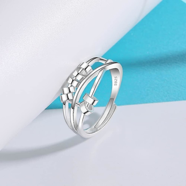 925 Sterling Silver Ångestring - Retro Spinner Ring För Ångest Stresslindring