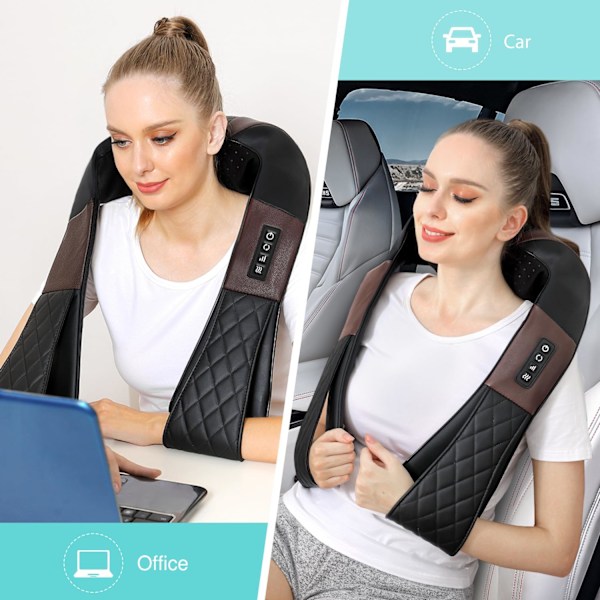 Ryggmassager med Värme, Nackmassager Present till Kvinnor/Män/Mamma/Pappa, Shiatsu Axelmassager, Elektrisk Djupvävnads 4D Knådande Massager Present Black Brown