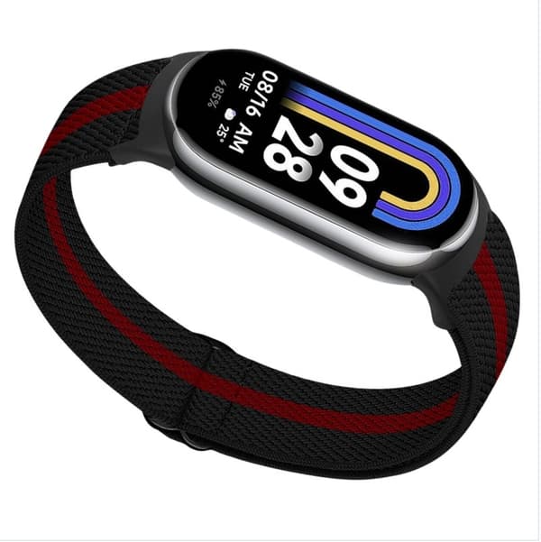 Elastisk nylonrem til Xiaomi 8/9 (14mm) rød+sort red+black