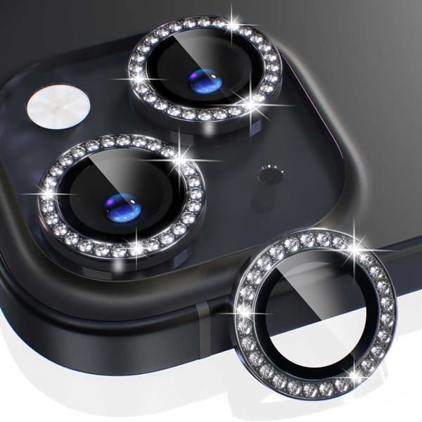 iPhone 15/15 Plus Kameradeksel Bling Diamant Svart black