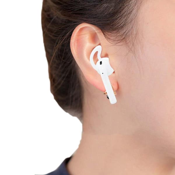 AirPods silikon ørepropper med krok ørekroker øreputer hvit white
