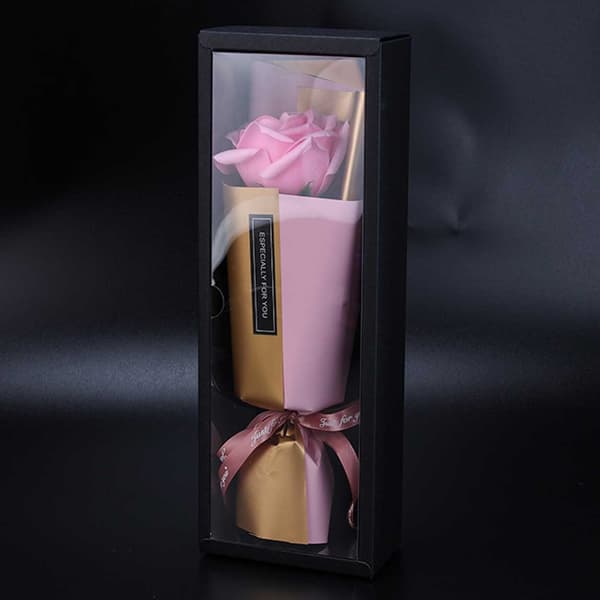 Evighedsrose i gaveindpakning - Kunstig rose i buket pink pink