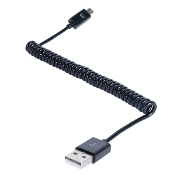 Android Laddkabel USB/Micro USB Spiralkabel (Svart) svart black
