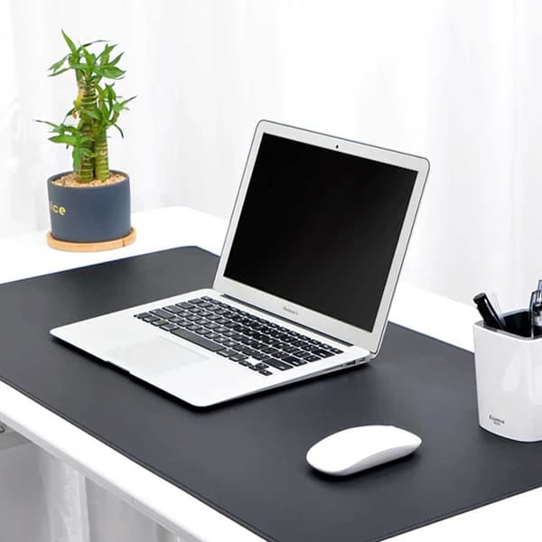 Sort skrivebordsmåtte PU læder 120x50cm sort black