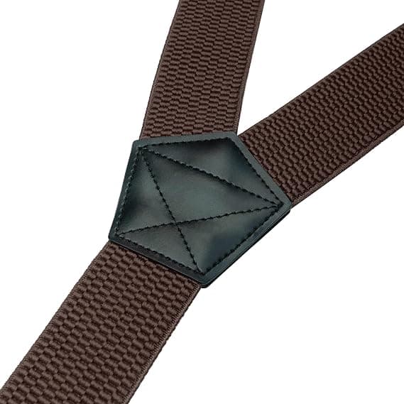 Dolda hängslen för män under kläderna med 3 snäppöglor 3,8 cm breda bruna Brown