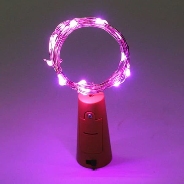 2-pak LED lyskæder Lamper Belysning til flaskedekoration pink pink