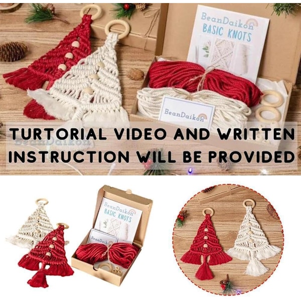 Julgranspynt Macrame Kit för Nybörjare Stickad Julgran Hängande Med Dekorationsinstruktioner Kitbräda