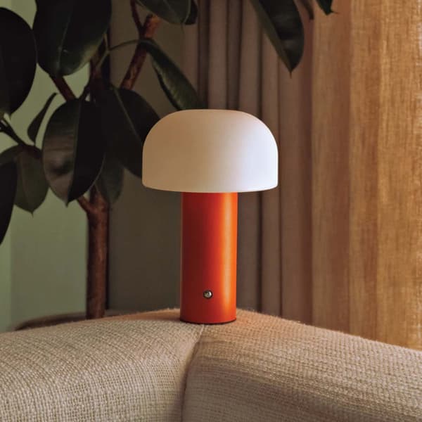 Retro bordlampe sopp | Trådløs oppladbar LED-lampe oransje