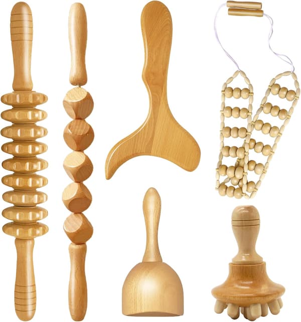 Komplett kit, Anti Cellulite Trä Massager, Gua Sha Kopp Massage Roller, Lymfdränage Kroppsenhet D 9-10 Years