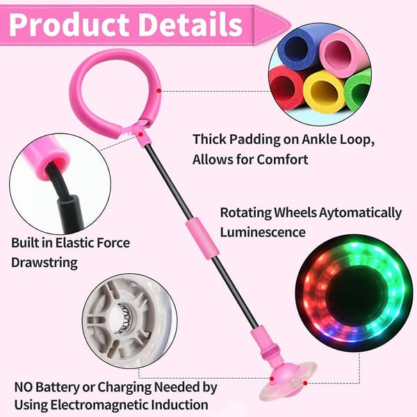 Blinkende Hoppe Ring Ankel Skip Bold Farverigt Lys Blinkende Foldbar Skip Bold Blinkende Bold Pink