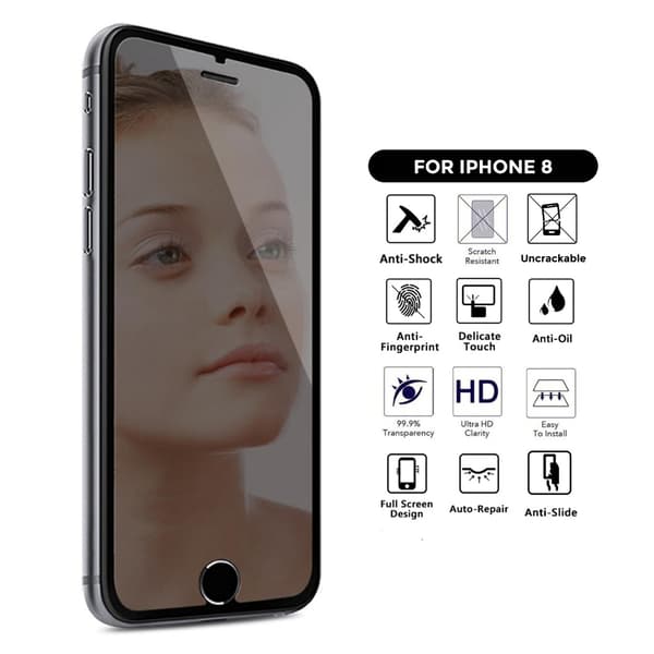 iPhone 8 Full Coverage Mirror HD skjermbeskytter silver