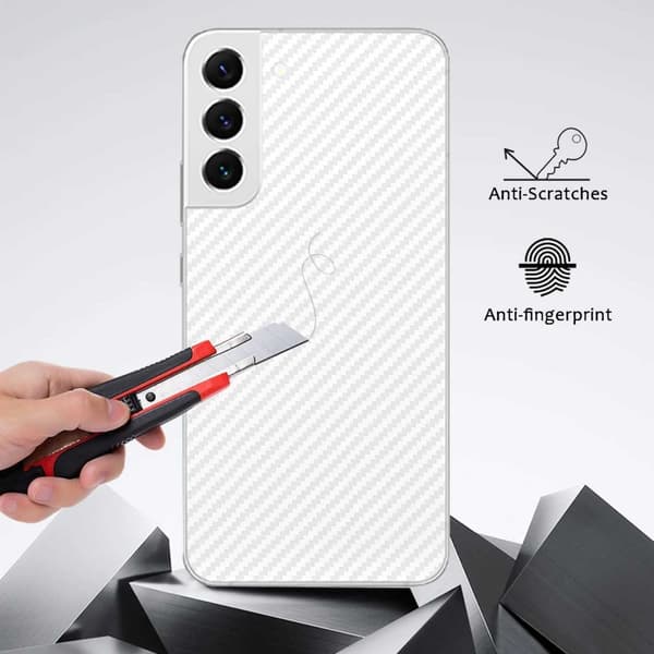 Galaxy S22 Baksidesskydd Kolfiber Vinyl Skin transparent