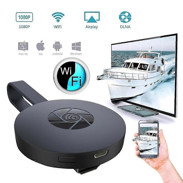 Trådlös HDMI Display Extern Adapter - Mini Skärmdelningsmottagare (1080p) för Android/iOS/PC/TV