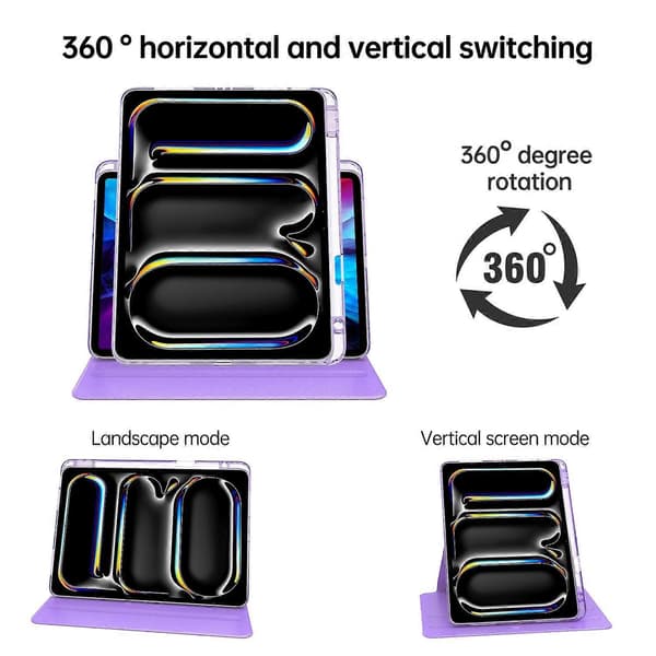 Etui til iPad Pro 13 (2024) PU Læder+Akryl+TPU Roterende Klar Tablet Cover Auto Vågn/Sov