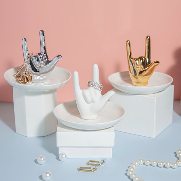 JAG ÄLSKAR DIG Handringhållare Ringfat Keramisk Smyckeshållare Fat Prydnadsfat för Ringar Örhängen Halsband Organizer