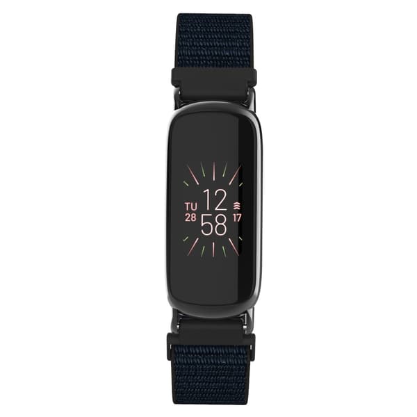 Nylon Loop Armbånd Kompatibel med Fitbit Luxe - Justerbart Sportsarmbånd Svart Black