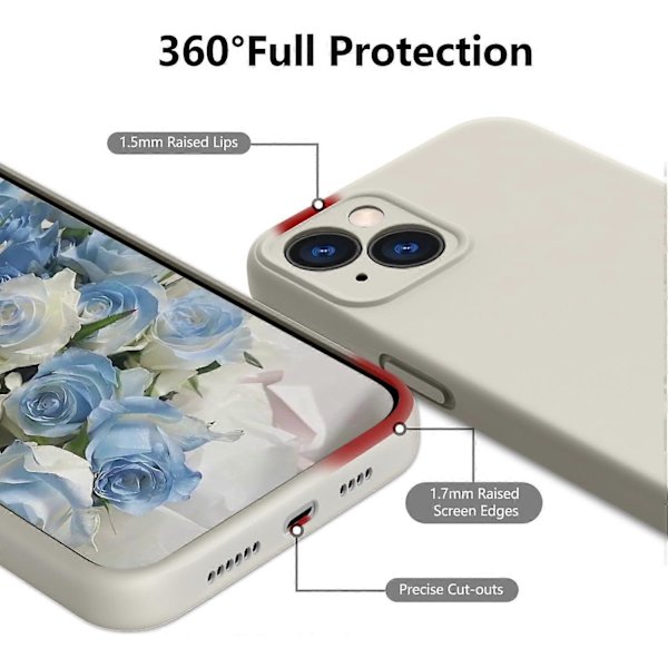 Flytande silikonfodral, täckt gelgummi smalt stötsäkert skyddsfodral med mikrofiberfoder, för iPhone 15 Case6.1 tum
