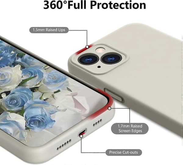 Flytende silikon deksel, dekket gel gummi slank støtsikkert deksel med mikrofiberfôr, for iPhone 15 Case6.1 tommer