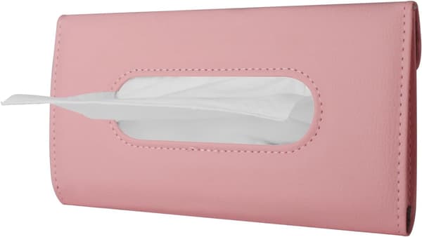 Læder Servietholder, Maskeholder, Rektangulær Solskærmsserviet, Maskedispenser, Premium Bilservietboks til bil, Køretøj (Sort) pink