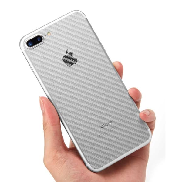 iPhone 8 Plus Baksida Kolfiber Vinyl Skin transparent
