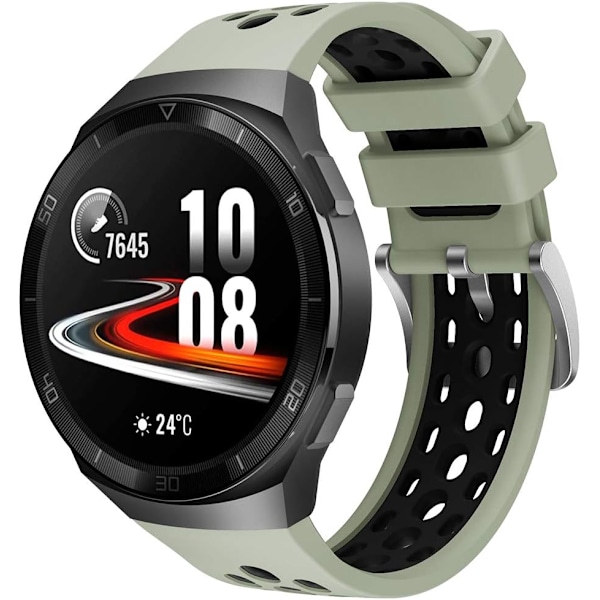 Armband Kompatibel med Huawei Watch GT2e, Sport Vattentät Mjuk Silikon Ersättningsarmband Ljusgrön-svart