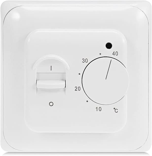 Manuell Golvvärmetermostat 220V 16A, Elektrisk Golvvärmekontroller med Golvsensorprob Vit