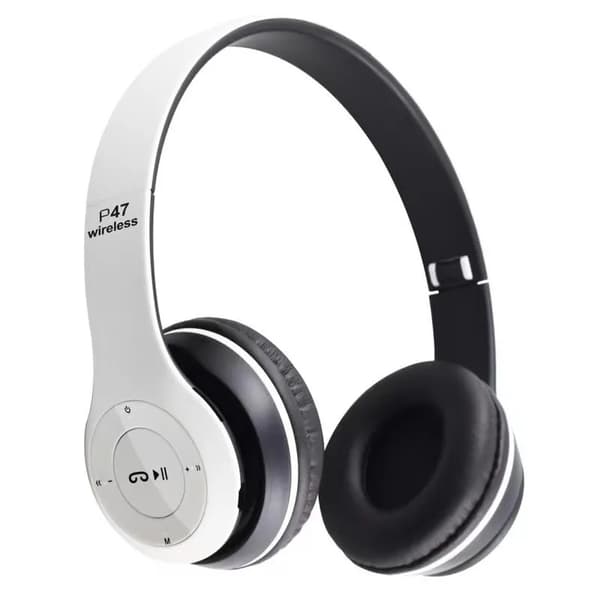 Trådløse Bluetooth-hodetelefoner On-ear med mikrofon Hvit
