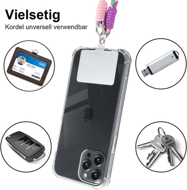 Universal mobiltelefon snor med patch, kompatibel med de fleste telefonetuier
